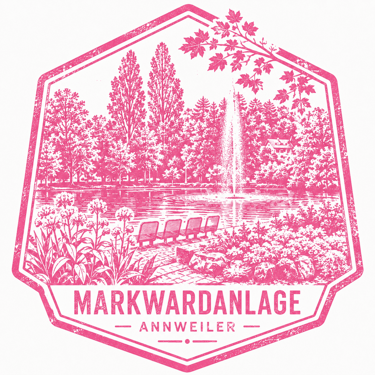 Pinker Memory Stamp der Markwardanlage in Annweiler am Trifels