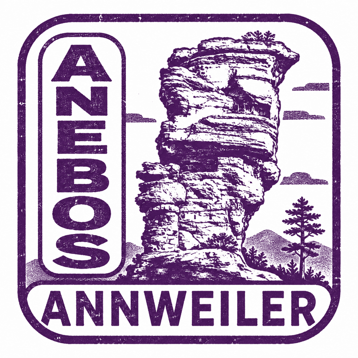 Violetter Memory Stamp der Burgruine Anebos bei Annweiler am Trifels