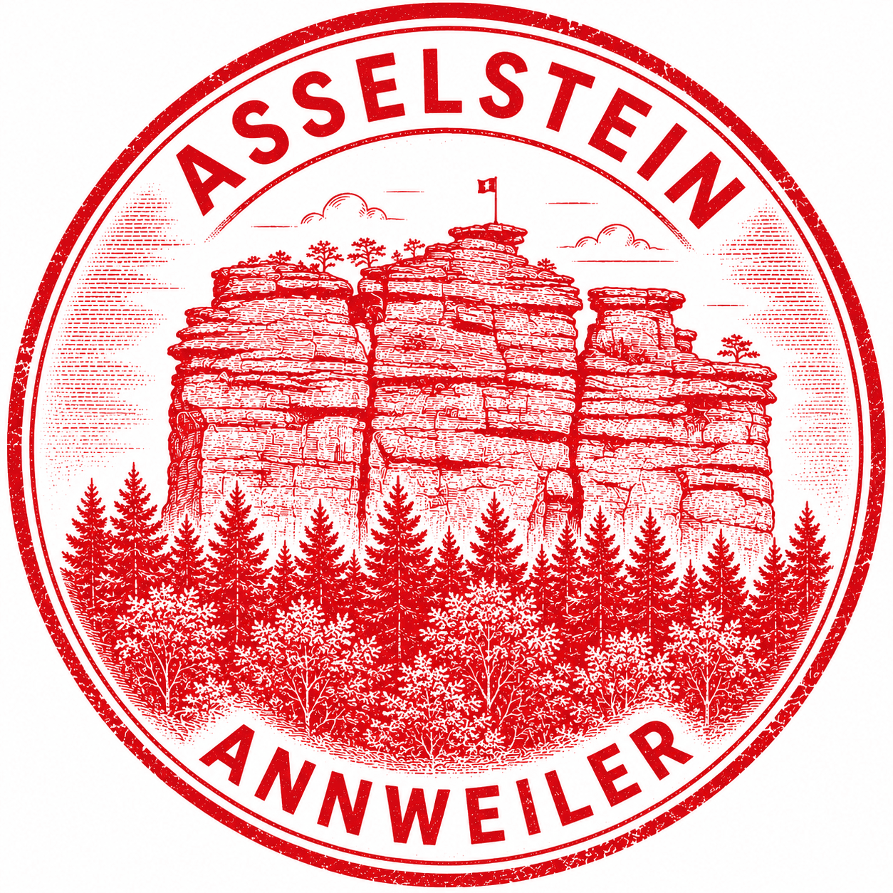 Roter Memory Stamp des Asselsteins bei Annweiler am Trifels